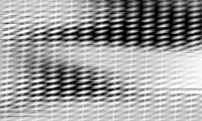 Poster - Moire monochrome background. Abstract dynamical rippled surface, visual halftone 3D effect, illusion of movement, curvature. Vector texture