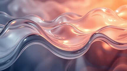 Poster - Rippling waves of translucent material create a mesmerizing play of light and color in an ethereal setting during twilight hours