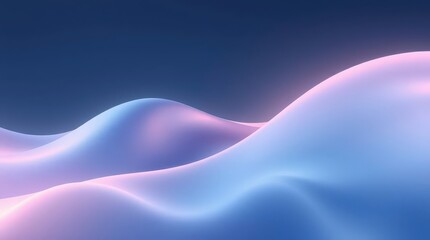Poster - Serene undulating waves of pastel blues and pinks create a calming abstract landscape at twilight