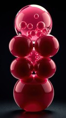 Leinwandbilder - Vibrant red spheres and bubbles captured in a striking arrangement against a dark background