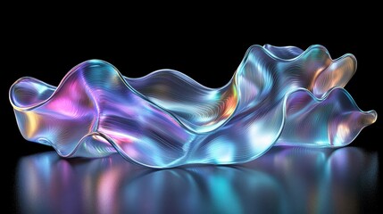 Fototapete - Abstract iridescent form against a dark backdrop.