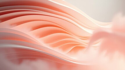 Leinwandbilder - Dynamic flow of soft peach waves creating an ethereal atmosphere filled with gentle texture and serene colors