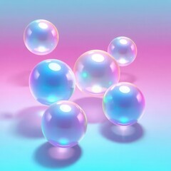 Poster - Delicate bubbles glimmering in a dreamy pastel landscape during a serene afternoon