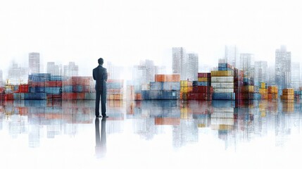 Poster - Manager Overseeing Logistics Operations in Shipping Container Yard
