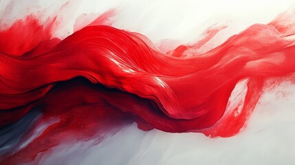 Fototapete - Abstract painting with swirling crimson and gray hues.