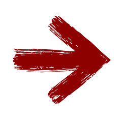 Poster - Red Brushstroke Arrow Pointing Right. Direction And Movement Concept. Isolated Vector Illustration