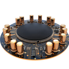 Poster - Circular Gold and Black Technology Device 3D Render