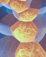 Poster - Captivating Honeycomb Texture With Golden Light Reflections on a Minimalistic Background