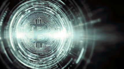 Poster - Digital Bitcoin Abstract Background Creating a Modern Financial Technology Atmosphere