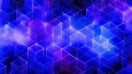 Poster - Blockchain Technology Pattern Design in Purple Tones With Geometric Structures