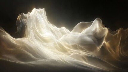 Fototapete - Abstract golden light flowing organic shapes.