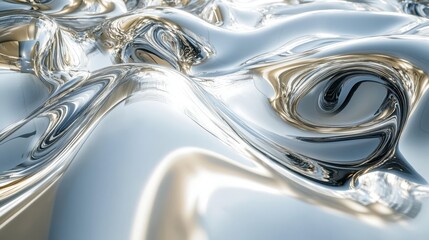 Fototapete - Abstract design of liquid metal flowing and rippling.