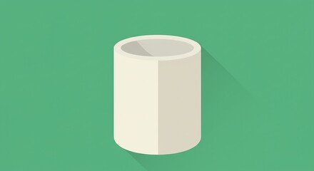 Leinwandbilder - Minimalist isometric illustration of a clean cylindrical shape on green backdrop