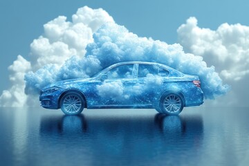 Poster - Digital rendering of a car enveloped in a cloud formation.
