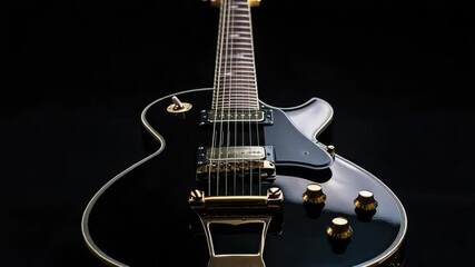 Poster - A black electric guitar sitting on a table