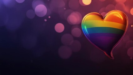Poster - A colorful balloon floats in the air, featuring a heart shape and a rainbow design