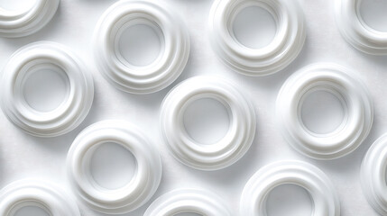 Poster - abstract white rings pattern with subtle textures and soft shadows creating a minimalist modern aest