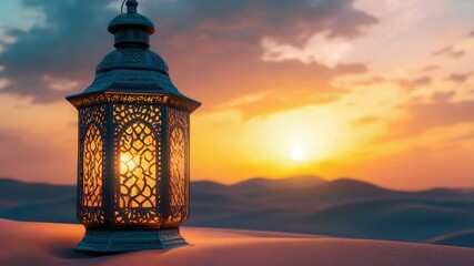 Poster - A lone lantern sits atop a snowy surface, providing a warm glow in the winter landscape