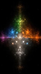 Poster - Vibrant Iridescent Triangular Fractal Design With High Contrast on a Black Background