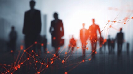 Poster - Leadership Concept Illustrating Group Network with Financial Data Flow