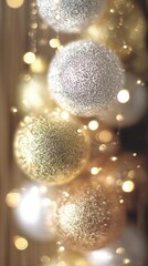 Aufkleber - Charming Golden and Silver Ornaments Shining Brightly Against a Festive Background