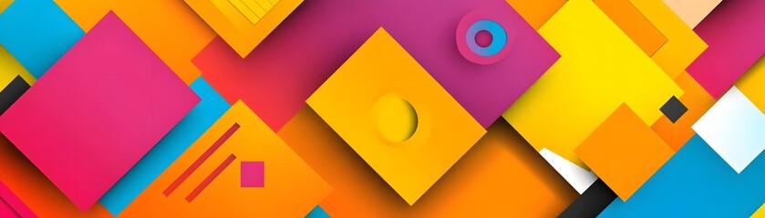 Poster - Vibrant geometric shapes in overlapping patterns
