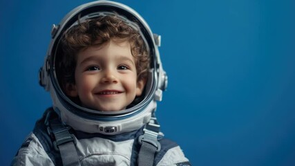 Aufkleber - A young boy wearing a space suit with a big smile on his face