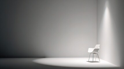 Poster - Minimalist Chair in Empty Room with Soft Light and Smooth Walls