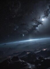 Wall Mural - brilliant starlight illuminates the inky black expanse of space , astronomical, interstellar, stars
