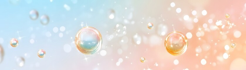 Poster - Delicate pastel background with floating spheres.