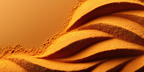 Poster - A close-up shot of yellow wavy powder design. The powder has a textured surface that creates a sense of movement and flow.
