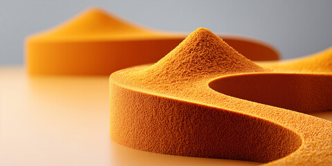 Poster - Abstract composition featuring mounds of vibrant sand or powder, creating captivating shapes