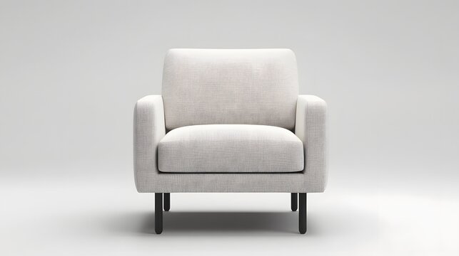 Modern light beige armchair rendered in  setting.