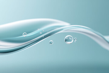 Poster - Abstract blue water waves with gentle bubbles create a sense of calmness and serenity