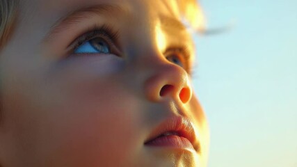 Poster - Close-up shot of a young child's face with striking blue eyes