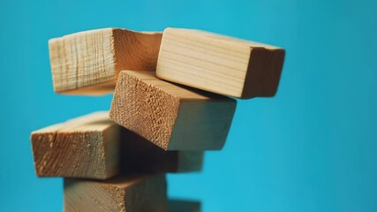 Poster - A pile of wooden blocks stacked on top of each other, suitable for educational or creative purposes
