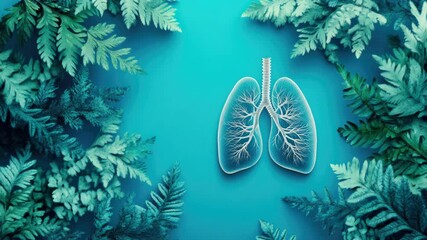 Poster - Anatomy illustration of human lungs surrounded by foliage