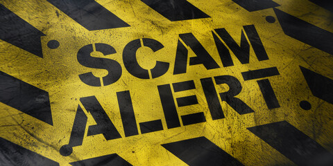 Fototapete - Yellow and black warning sign with 