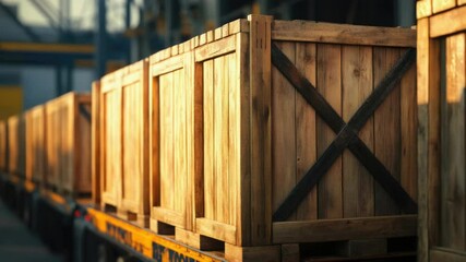 Aufkleber - A truck loaded with wooden crates on its back, ideal for industrial or commercial use