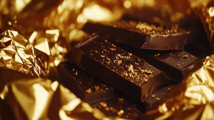 Poster - A detailed view of a portion of dark chocolate with a smooth surface and a few imperfections