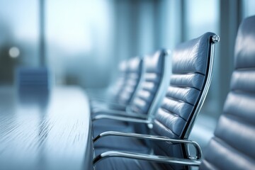 Aufkleber - Empty Boardroom With Leather Chairs, Representing Corporate Leadership and Strategic Planning for Business Meetings and Collaboration : Generative AI
