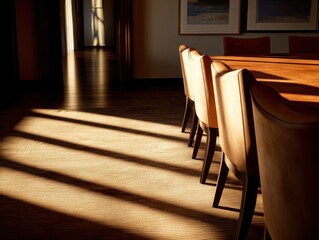 Leinwandbilder - Sunlit Conference Room With Empty Chairs, Symbolizing Corporate Strategy and Business Meeting Space for Collaboration and Innovation : Generative AI