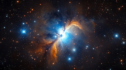 Wall Mural - breathtaking deep space image of the cone nebula with glowing blue and orange nebula