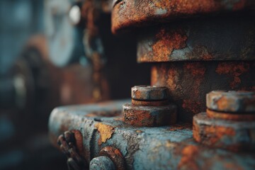 Poster - Close-Up of Rusted Industrial Metal Structure, Representing Decay and Engineering Challenges, Ideal for Infrastructure and Construction Projects : Generative AI