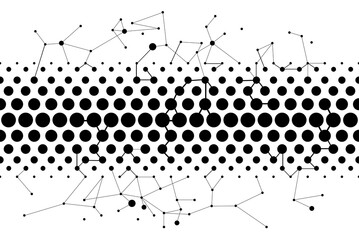 Wall Mural - circles pattern fade in and fade out, connected black dots, vector abstract geometric quantum data t