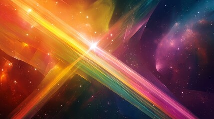 Aufkleber - Abstract cosmic background with vibrant light streaks and nebulae.