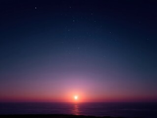 Poster - Ocean Sunset With Starry Sky, Representing Tranquility and Awe-Inspiring Natural Beauty for Travel and Tourism Marketing : Generative AI