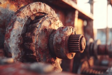 Aufkleber - Close-Up of Heavily Rusted Gears, Representing Industrial Decay and Engineering Failure, Suitable for a Story About Obsolescence and Abandonment : Generative AI