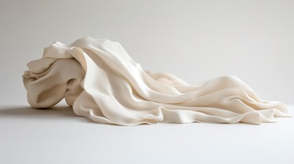 Poster - Abstract sculpture of a draped figure, minimalist aesthetic, white fabric, smooth surface, soft light.