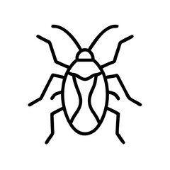 Poster - A simple graphic of a beetle with six legs and antennae in black outline on a white background